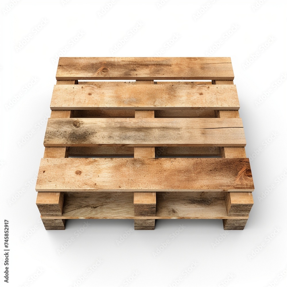 Wooden pallet isolated on white background. 3D illustration.