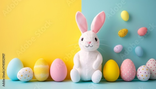 Multicolored festive Easter banner with free space generated AI