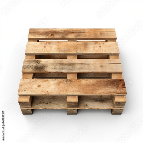 Wooden pallet isolated on white background. 3D illustration.