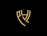 PYL creative letter shield logo design vector icon illustration