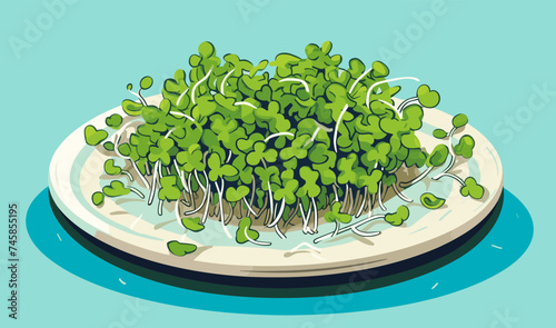 microgreen on plate vector flat minimalistic isolated vector style illustration