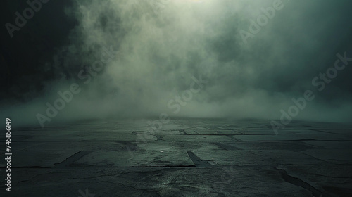 Texture of dark concrete floor with mist or fog