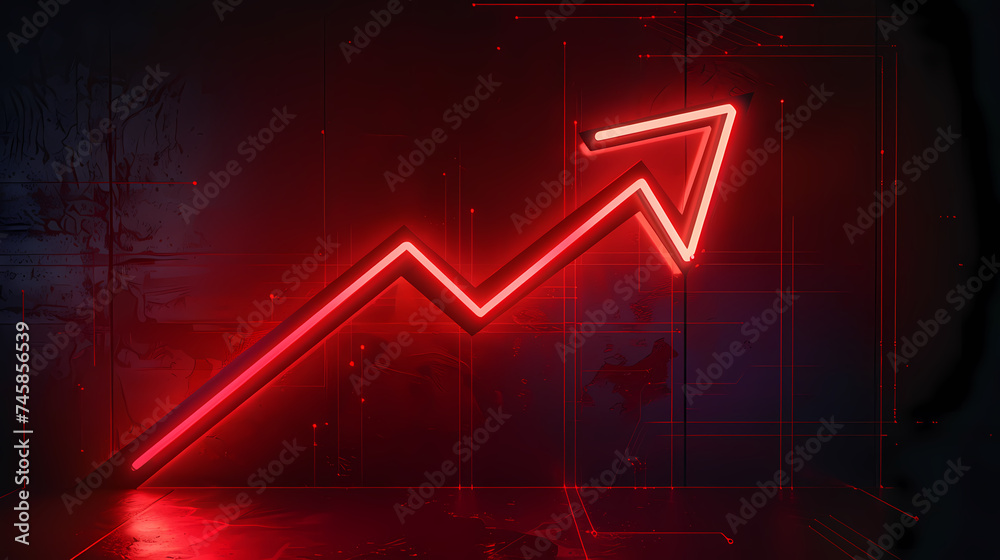 Rising arrow, strong rising and growth arrows indicate economic growth, profits Rising arrow, strong rising and growth arrows indicate economic growth, profits