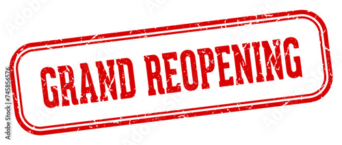 grand reopening stamp. grand reopening rectangular stamp on white background