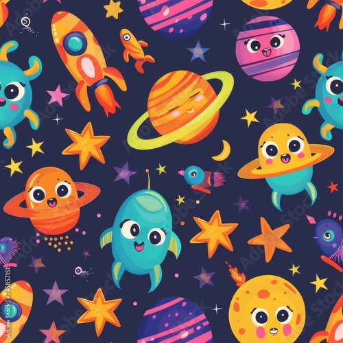 Colorful Cartoon Space Pattern for Children  © Rumpa