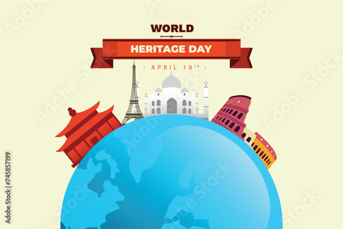 Flat world heritage day background