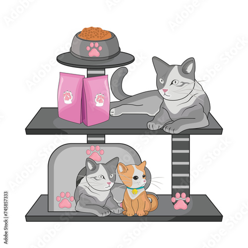 cat tower illustration