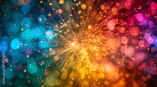 Close-up of sparkling golden fireworks