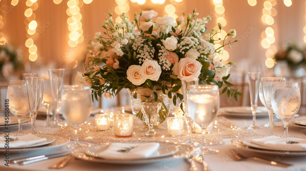 An elegant outdoor wedding setup with beautiful flowers. An elegant outdoor wedding setup with beautiful flowers.