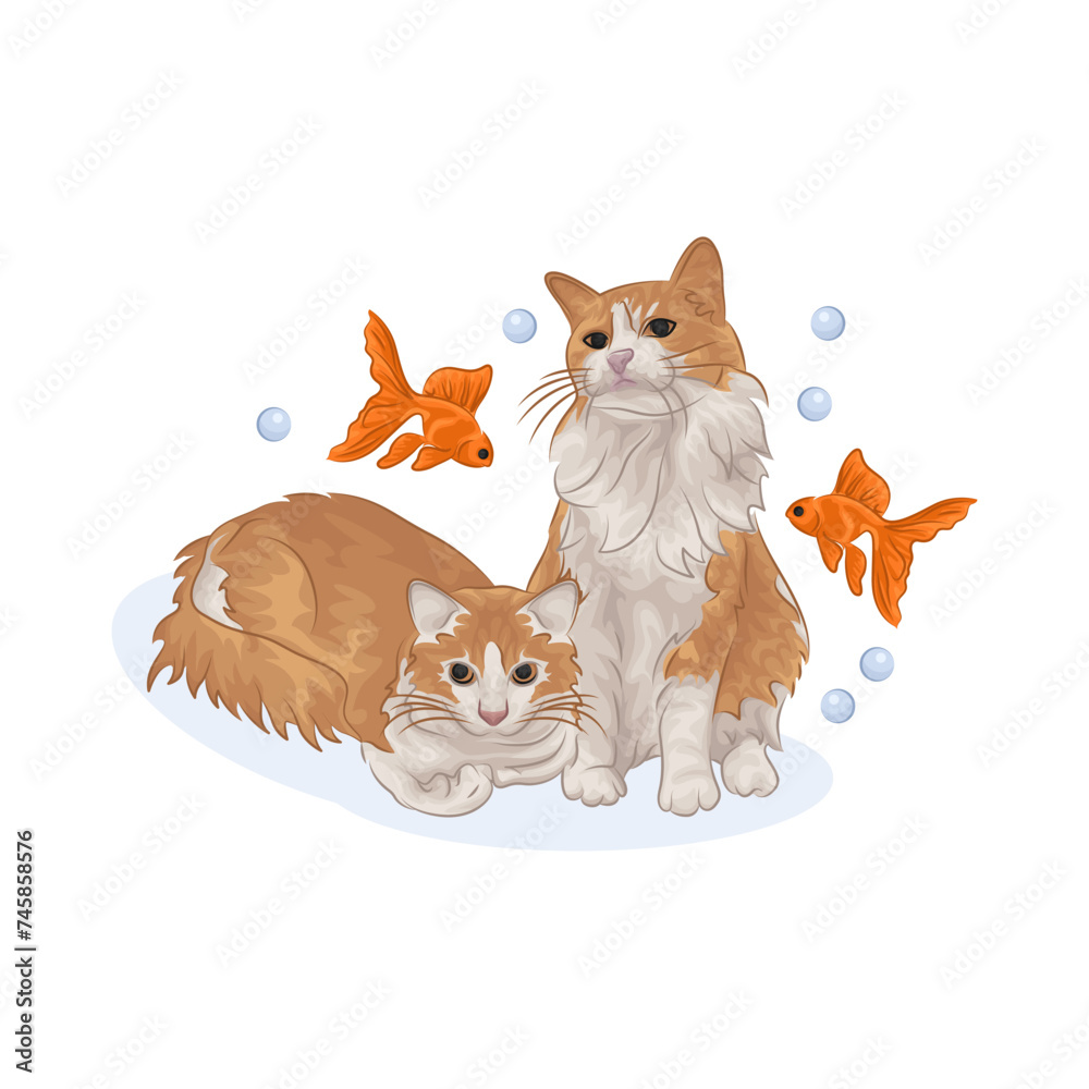 Illustration of two cats 