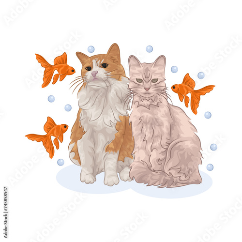 Illustration of two cats  © ZulfaHusein