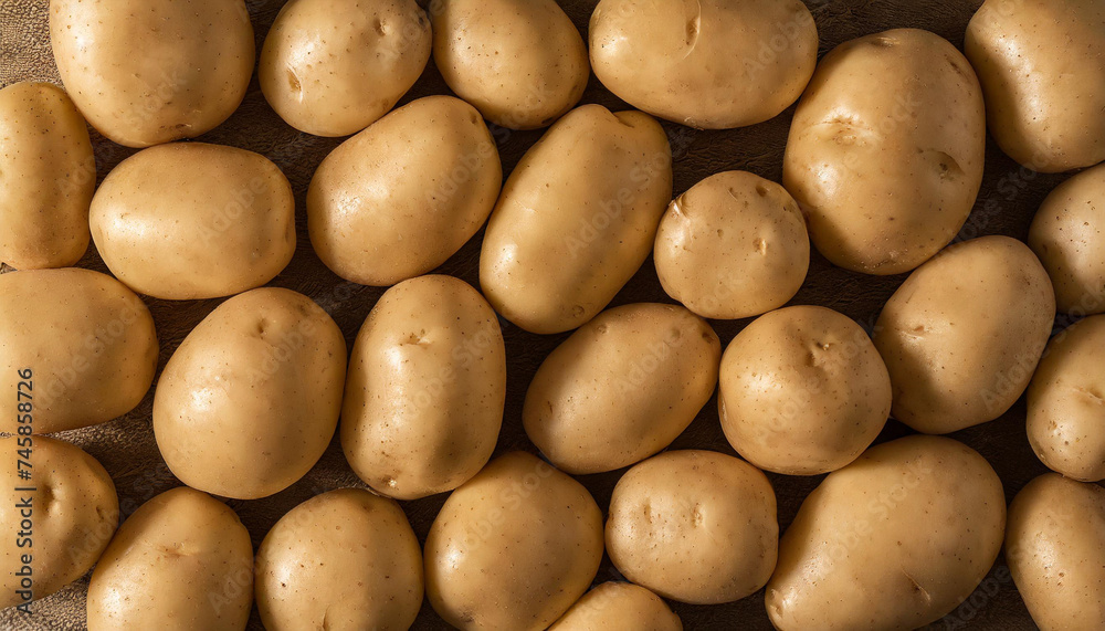 Potatoes on wooden background, top view. Potatoes on wooden background, top view.