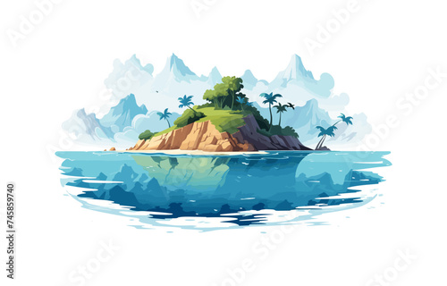 ocean single island texture vector wallpaper isolated illustration
