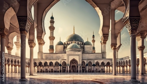 mosque scene, muslim culture, muslim architecture photo