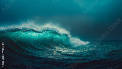Beautiful big wave in the ocean. Ocean nature. 
