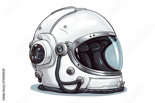 illustration of an astronaut suit helmet for space exploration isolated on a white background photo