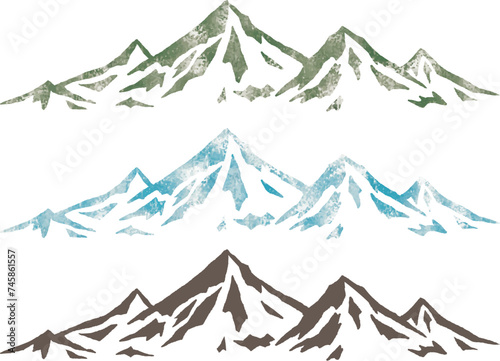 版画スタンプのようなグランジの山
