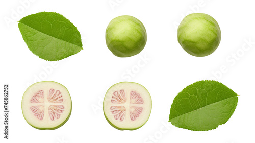 Guava Slices Set: Colorful Tropical Fruit Isolated on Transparent Backgrounds, Ideal for Fresh Food Market Concepts & Graphic Designs.