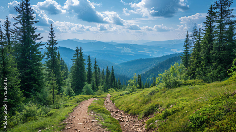 Fototapeta premium A scenic hiking trail in the mountains.