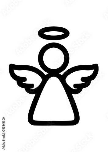 Icon logo pictogram with outlines of an angel llustration with a holo and wings vector illustration