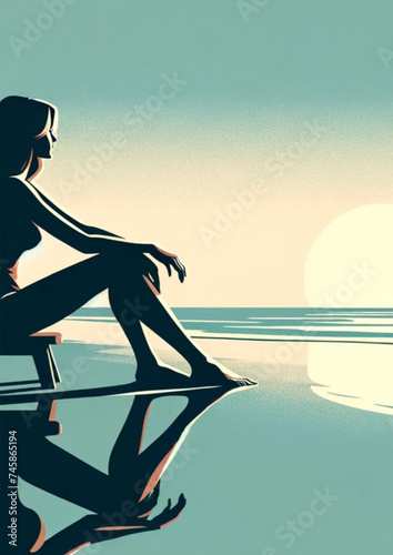 silhouette of a woman on the beach