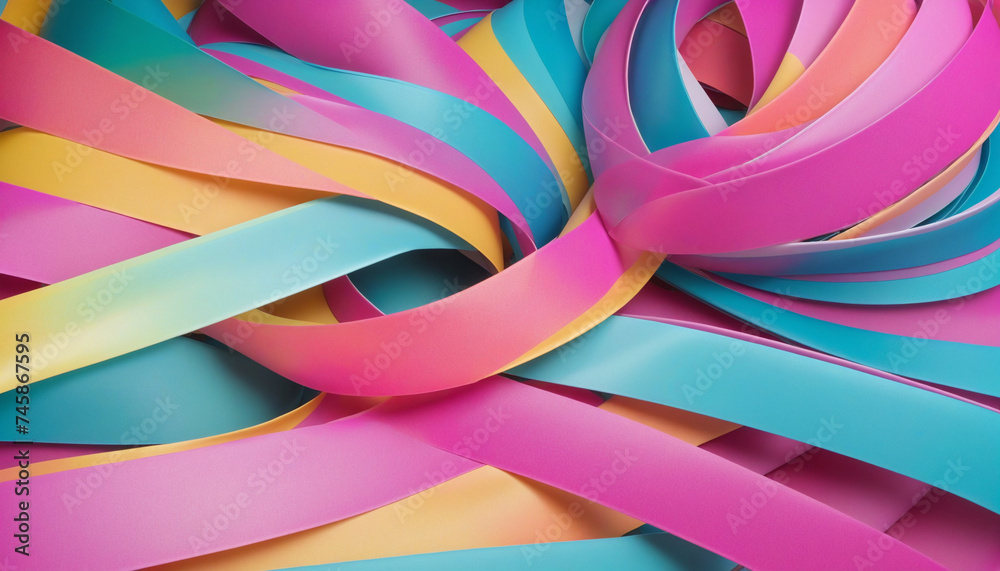 Colorful Ribbon in Neon Colors, abstrsct bsckground, 3d