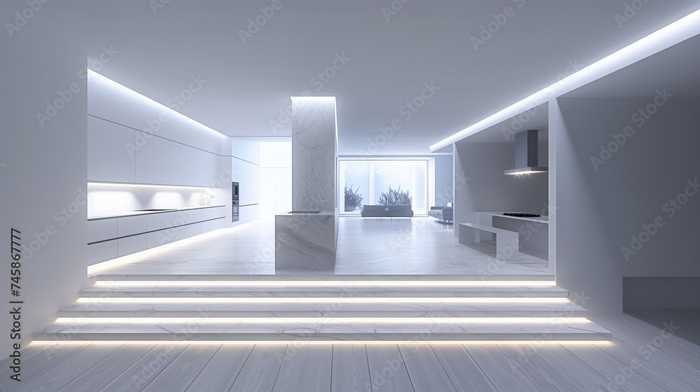 Obraz premium Modern kitchen interior. AI generated art illustration.