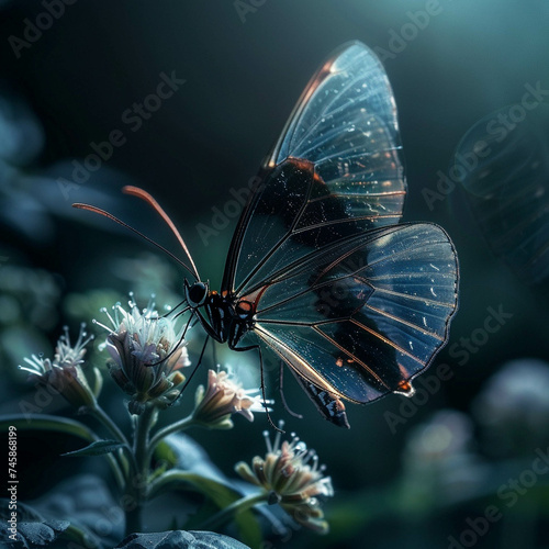 Graceful Elegance of the Glasswing Butterfly - A Glimpse into the Enchanting World of Transparency and Light photo