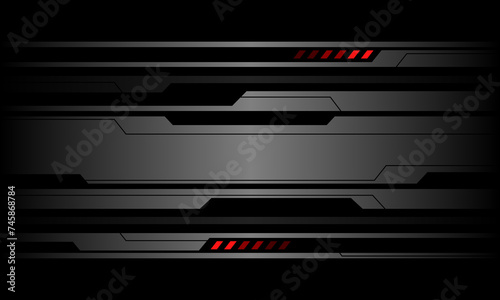 Abstract grey metallic black line cyber red light power futuristic style geometric design modern technology creative background vector