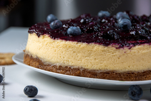 blueberry cheesecake on a plate