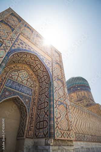 Cathedral mosque of Bibi Khonum Masjidi in the ancient city of Samarkand in Uzbekistan  oriental architecture of Bibi Khanum