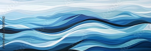 Abstract blue waves in a flowing pattern - This calming, abstract representation of blue waves in various shades offers a serene and rhythmic depiction of water