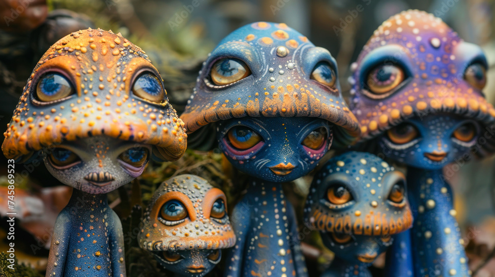 Fantasy Creature Figurines with Mushroom Features