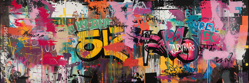 Abstract painting with graffiti and bold text - An impactful abstract piece combining traditional graffiti and bold, statement-making text