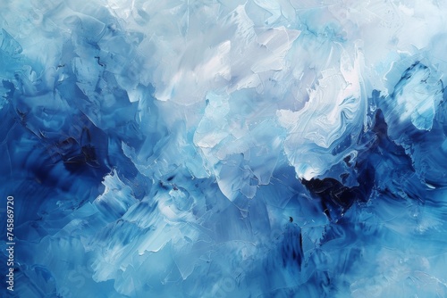 Chilled tones abstract ice texture painting - Stunning abstract painting expressing the cold icy texture in various shades of blue