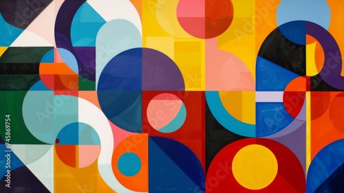 Color-blocked abstract wall art with fluid shapes - An eye-catching abstract wall art combining color blocking and fluid shapes in a harmonious and modern composition