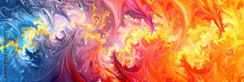 Colorful abstract swirls in fluid motion - An eye-catching image of abstract swirls mingling in a fluid motion creating a vibrant, dynamic artwork © Mickey