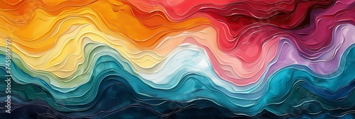 Colorful abstract wavy pattern on dark background - This image features a rich, colorful wave pattern contrasting against a dark backdrop for a dramatic, modern effect