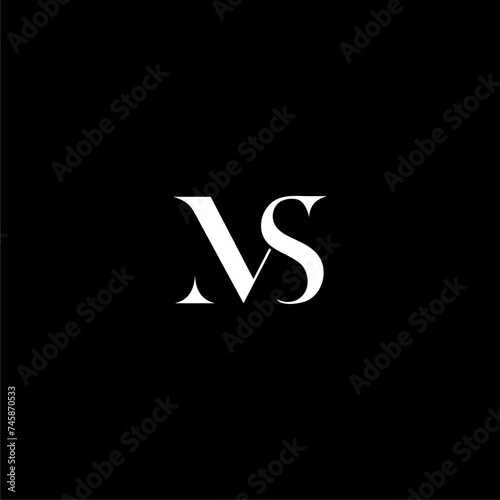 elegant letter MS or SM initial logo white on black photo