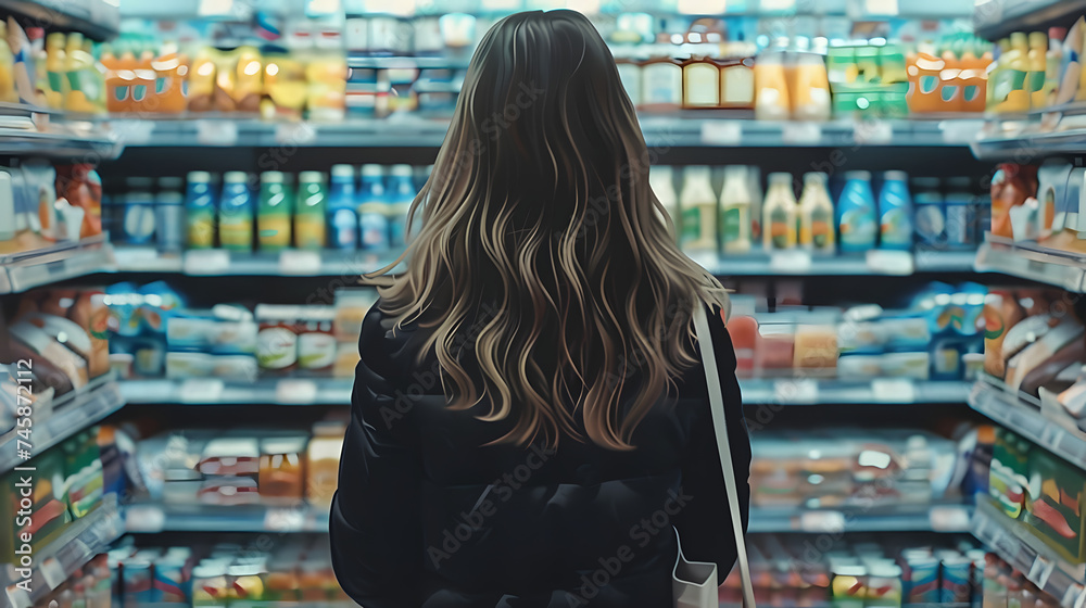Supermarket Serenity: A Young Woman's Grocery Quest