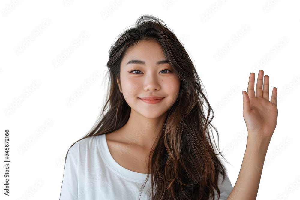Welcoming Young Asian Woman Waving Hand Transparent PNG Welcoming Young Asian Woman Waving Hand Transparent PNG