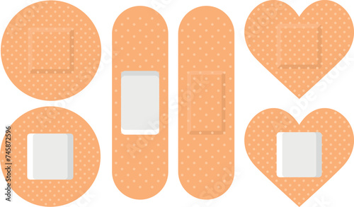 Adhesive bandage band aid Vector illustration set