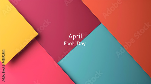 Sleek April Fool's Day graphic with bold color blocks and sharp text. Modern April 1st banner with a fresh, geometric design. Stylish Joke Day background in contrasting colors. Prank day card