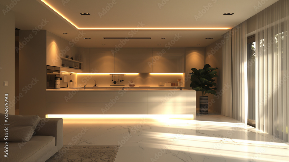 Modern kitchen interior. AI generated art illustration. Modern kitchen interior. AI generated art illustration.