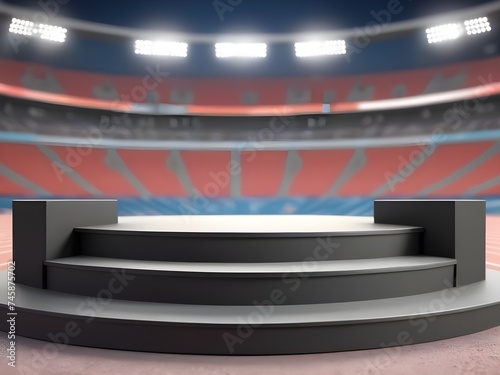  Photo 3D luxury podium stage with football ground stadium background 
