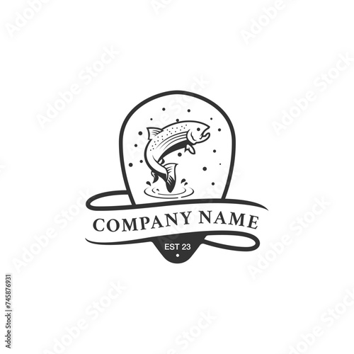 unique net fish logo template vector icon
