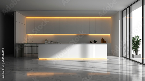 Modern kitchen interior. AI generated art illustration.