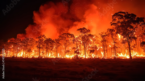 A forest engulfed in flames