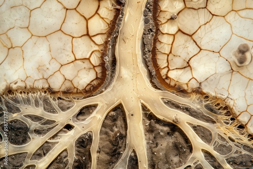  the cross section of a plant root under a microscope revealing cellular structures and root hairs photo