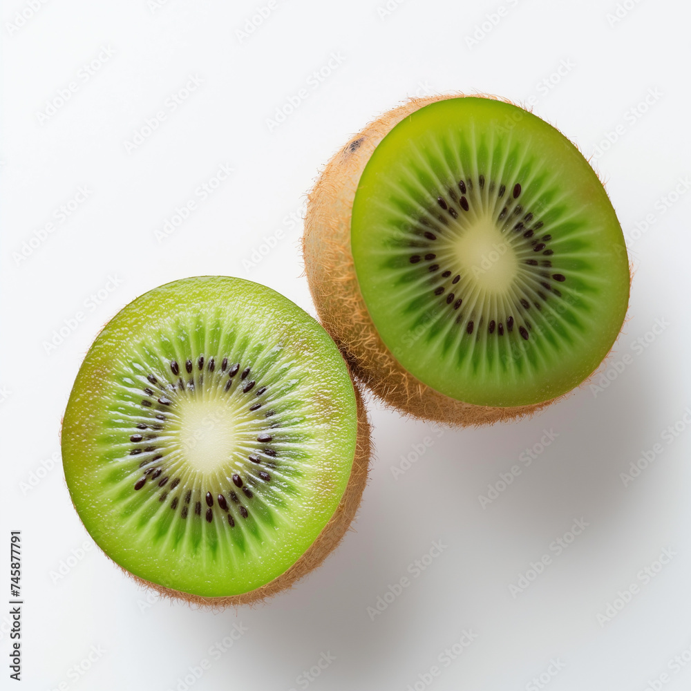 Fototapeta premium sliced green kiwi on a white background